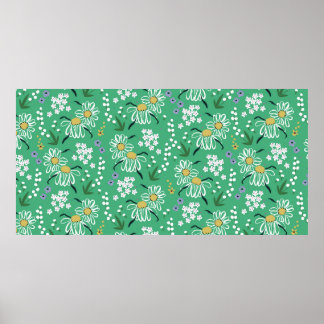 Poster vintage Fleurs rétro à main et bo plante