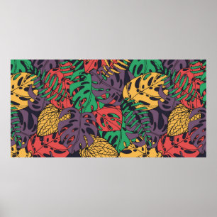 Poster Vintage fleurs tropicales sans couture motif