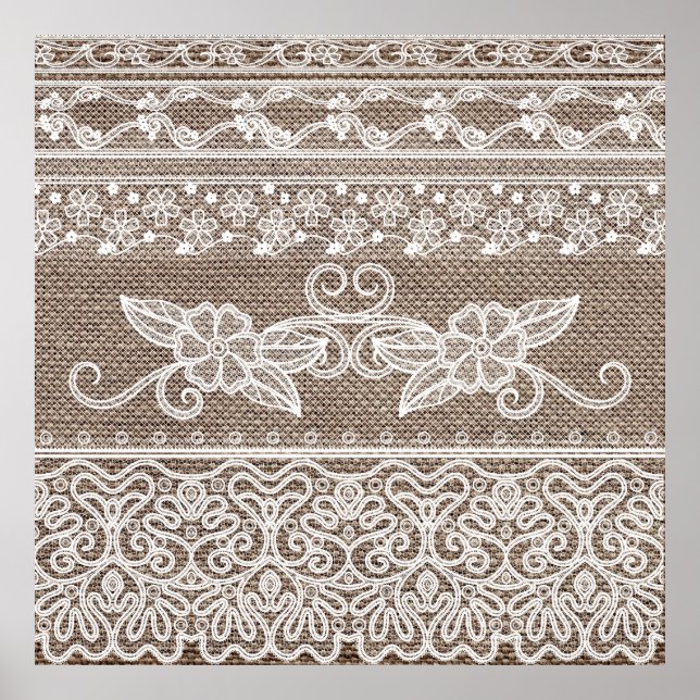 Poster Vintage Floral Lace Art (Devant)