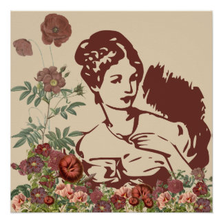 Poster Vintage Floral Woman