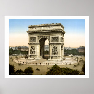 Poster Vintage France, Arc de Triomphe monument Paris