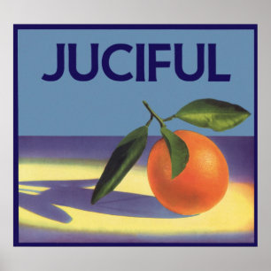 Poster Vintage Fruit Crate Art Étiquette, Oranges juives