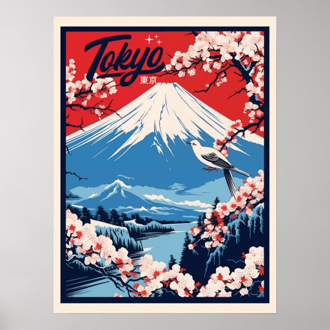 Poster Vintage Fuji, Japon Voyage (Devant)