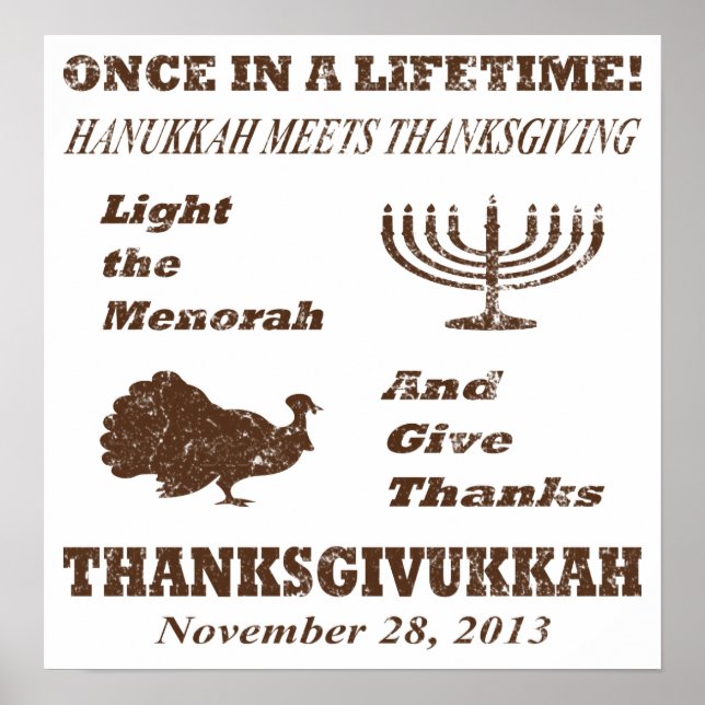 Poster vintage Funny Thanksgivukkah (Devant)