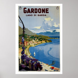 Poster Vintage Gardone Lake Garda Voyage italien