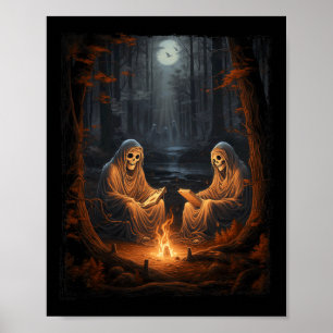 Poster Vintage Ghost Book Lecture Camping Gothic Hallowee