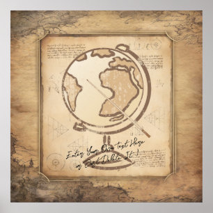 Poster Vintage Globe. Géographie et histoire Cadeau de l'