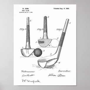 Poster Vintage Golf Club 1900 Design Brevet d'Art Imprime