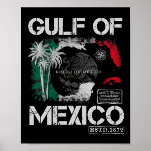 Poster Vintage Golfe Du Mexique 1672 Carte Historique Ret