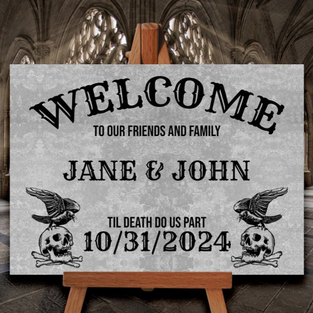 Poster Vintage, gothique ou Mariage d'Halloween (Perfect for gothic, vintage or Halloween weddings, bridal showers and parties!)