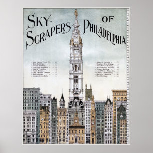 Poster vintage - grattoirs de ciel de Philadelphie
