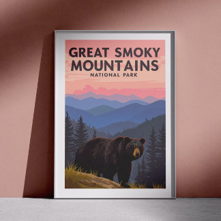 Poster Vintage Great Smoky Mountains Park