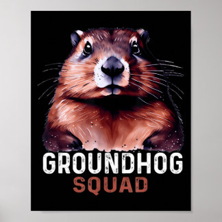 Poster Vintage Groundhog Squad Funny Lovers Groundhog Hap