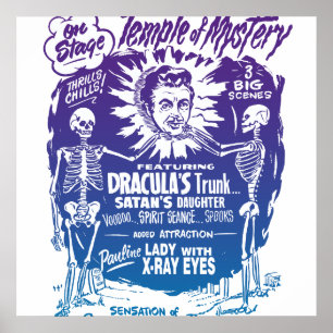 Poster Vintage Halloween Spook Show Temple de Mystère