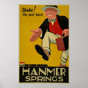 Poster Vintage Hanmer Springs Voyage Nouvelle-Zélande