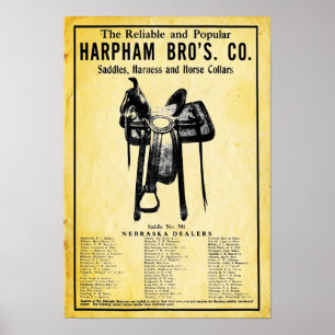 Poster Vintage Harpham Brothers Horse Saddle Ad Imprimer