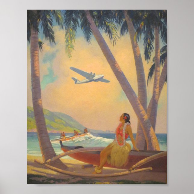 Poster Vintage Hawaiian Travel (Devant)