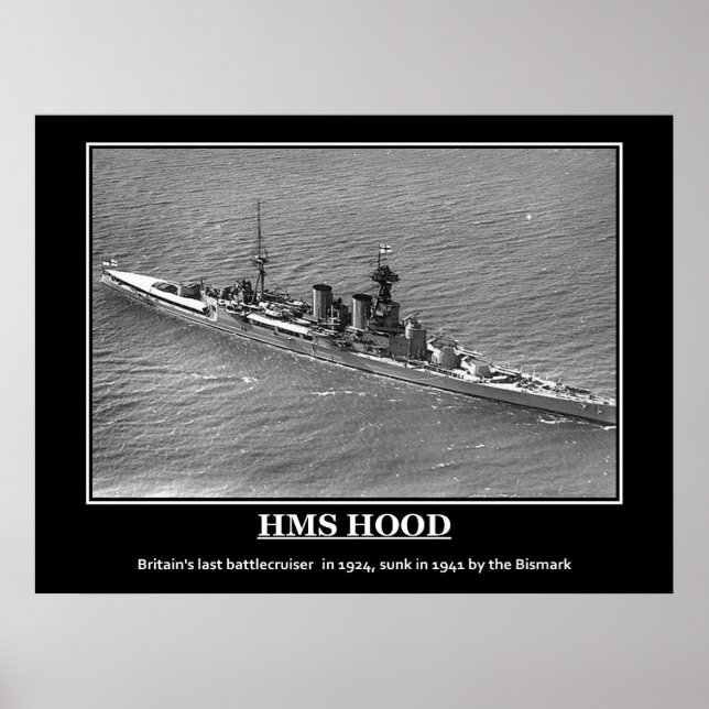 Poster vintage HMS Hood 1924 (Devant)