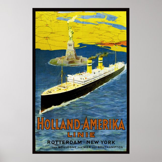 Poster vintage Holland Amerika (Devant)