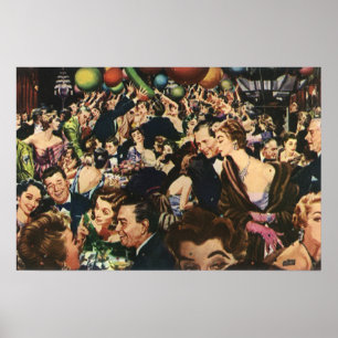 Poster Vintage Hollywood thème Fancy Party avec ballons