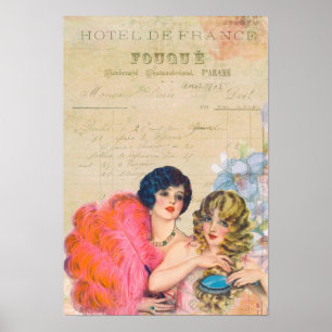 Poster Vintage Hôtel De France Fouque Elégante Dames