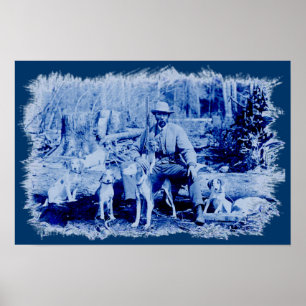 Poster vintage Hunter With Dogs Peint