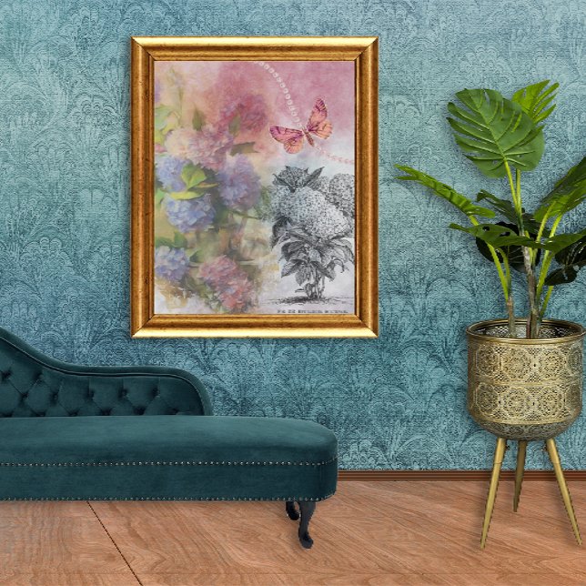 Poster Vintage Hydrangea Luxe Elégance (Créateur téléchargé)