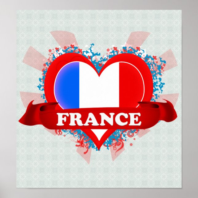 Poster Vintage I Love France (Devant)