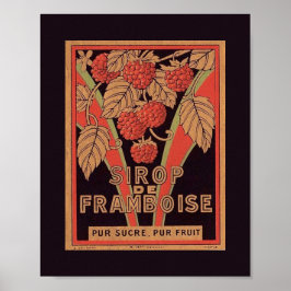 Poster Vintage Image Français RASPBERRY SYRUP Étiquette P