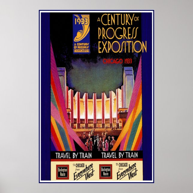 Poster vintage Imprimer Chicago Train (Devant)