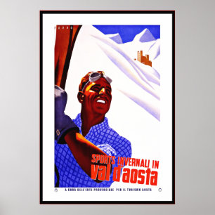 Poster vintage Imprimer Invernali Val D'Aosta Ital
