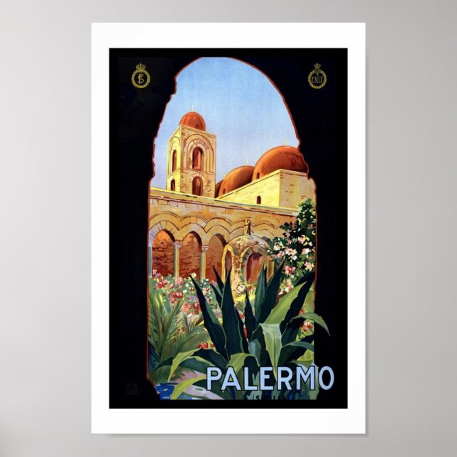Poster vintage Imprimer Palerme Sicile (Devant)