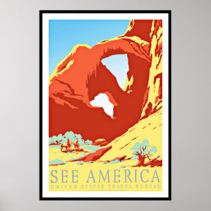 Poster vintage Imprimer Voir Amérique États-Unis