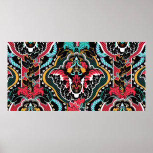 Poster Vintage indian seamless pattern. Floral wallpaper