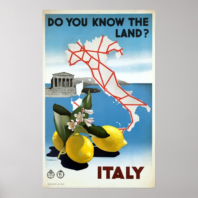 Poster Vintage Italie Lemons Travel (Devant)