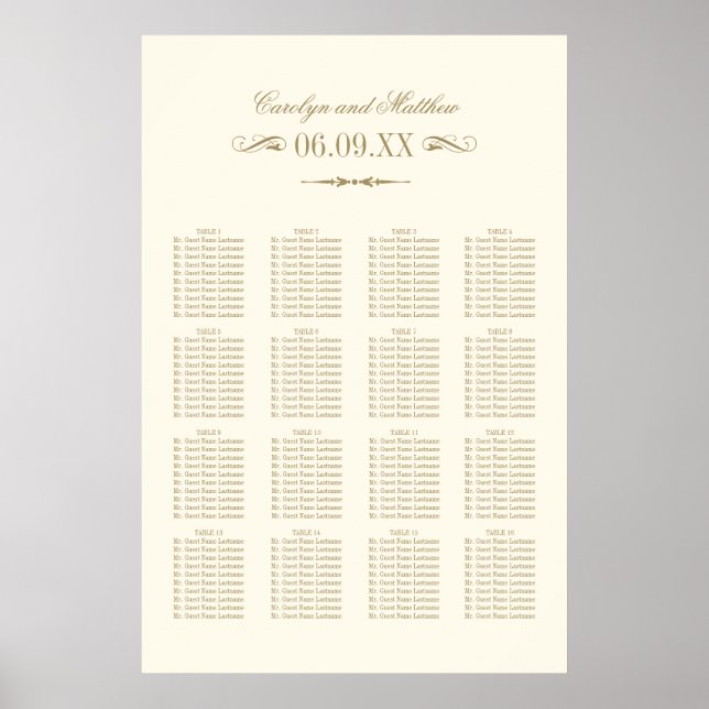 Poster Vintage ivoire Antique Flourish Mariage Siège (Devant)