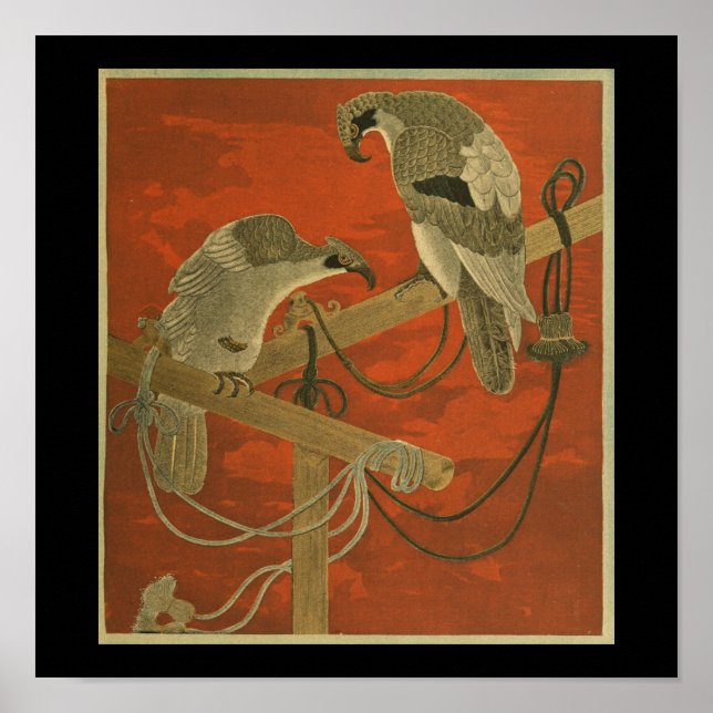 Poster Vintage Japonais Wall Art Birds (Devant)