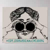 Vintage J'espionne Mariage Social Media Hashtag