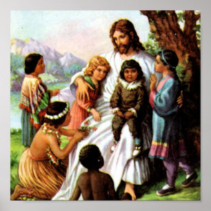 Poster vintage Jesus Loves 15x15