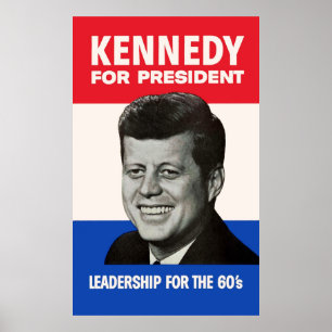 Poster Vintage JFK Kennedy pour la campagne présidentiell