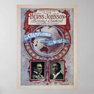 Poster Vintage Johnson Burns Fight Souvenir