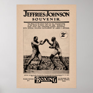 Poster Vintage Johnson Jeffries Fight Souvenir Couverture