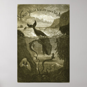 Poster Vintage Jules Verne 20 000 Ligues...