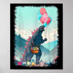 Poster Vintage Kaiju Chemise de Pâques Kaiju Art japonais