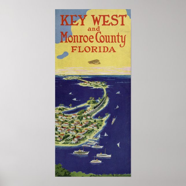 Poster Vintage Key West Monroe Comté Floride (Devant)
