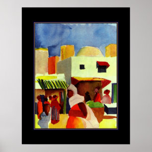 Poster Vintage Kunst August Macke Algiers Markt