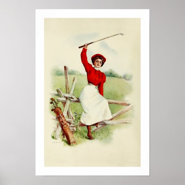 Poster Vintage Lady Golfer (Devant)