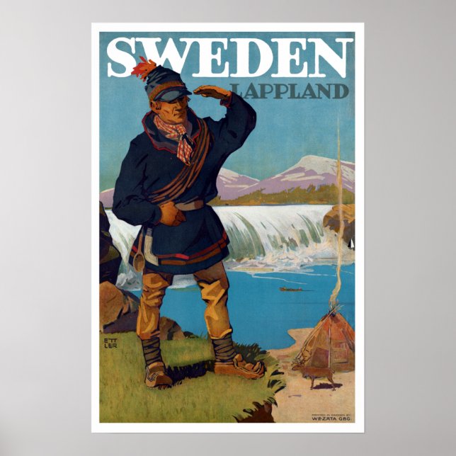 Poster Vintage Lappland Suède Travel (Devant)