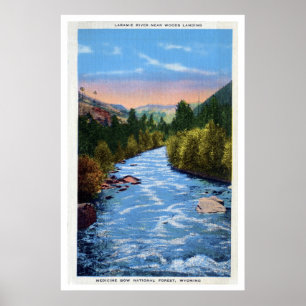 Poster Vintage Laramie River Woods Landing WY