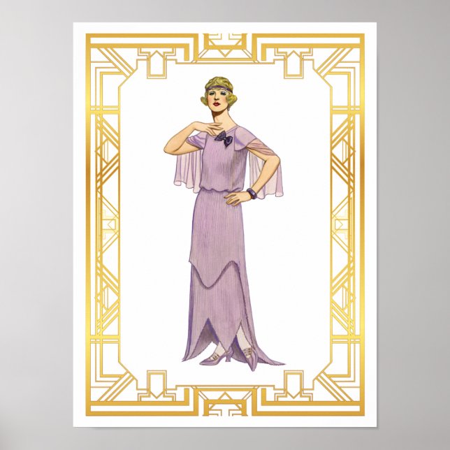 Poster Vintage Lavender Flapper Gown 1920 (Devant)
